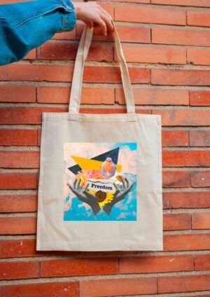 Totebag de algodón ecológico con collage Freedom