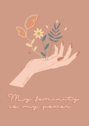 Ilustracion feminista con mano florecida hecha por diva ilustrada