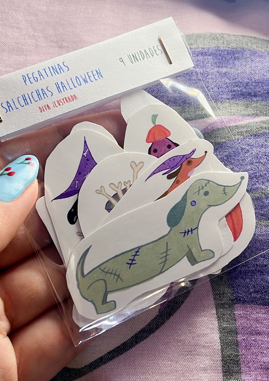 Pack stickers perros salchicha Halloween
